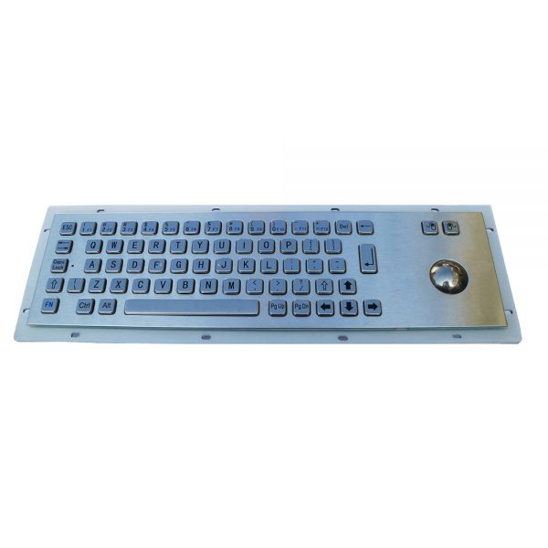 MKA-65-B Vandal Proof Industrial Metal Keyboard with Trackball