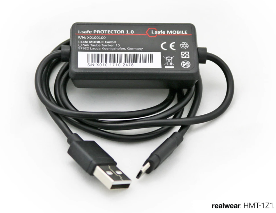 USB Cable with Charging Protection for the Realwear HMT-1Z1 and HMT-1