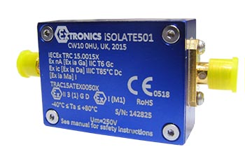 iSOLATE501 Intrinsically Safe Ultra-Wide Band RF Galvanic Isolator