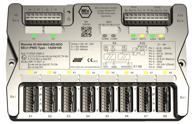BEX1 PROFINET Remote IO Zone 1/2, 32 IS IO channel